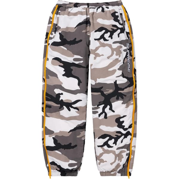 Supreme Contrast Zip Warm Up Pant - Snow Camo (front)