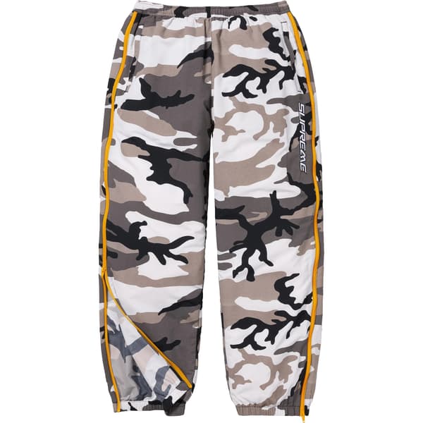 Supreme Contrast Zip Warm Up Pant - Snow Camo (front)