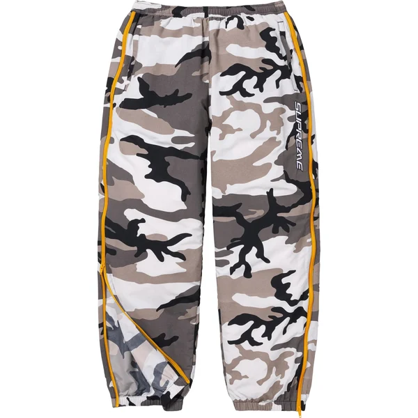 Supreme Contrast Zip Warm Up Pant - Snow Camo (front)