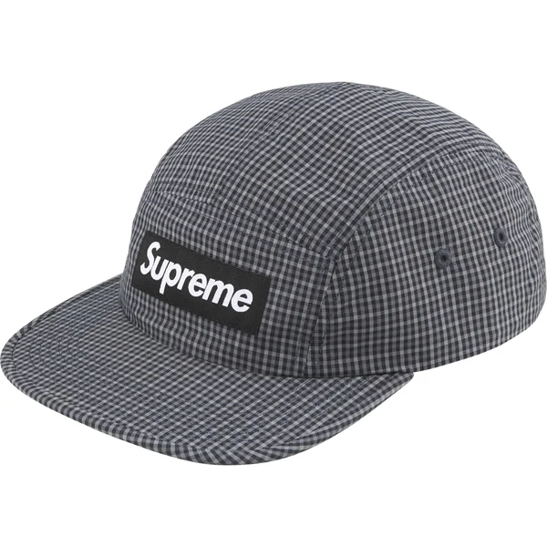 Supreme Cordura Plaid Camp Cap - Black (front)