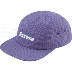 Supreme Cordura Plaid Camp Cap Blue