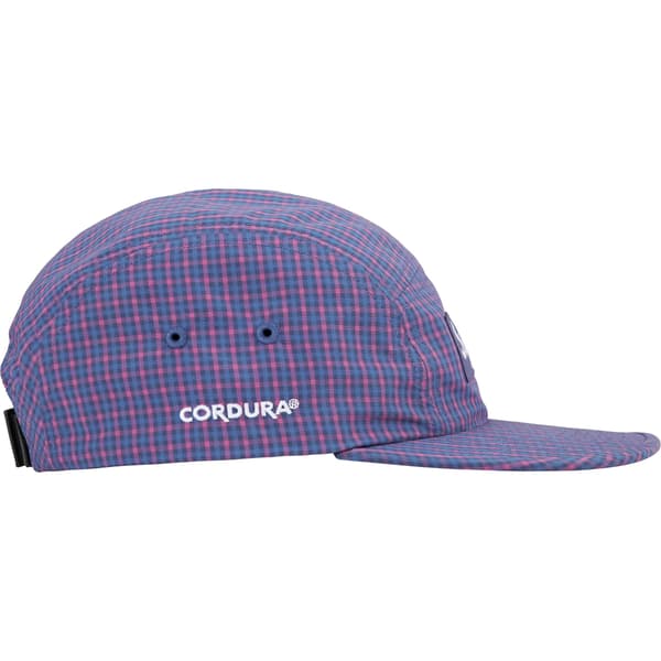 Supreme Cordura Plaid Camp Cap - Blue (front)