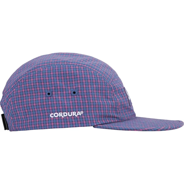 Supreme Cordura Plaid Camp Cap - Blue (front)