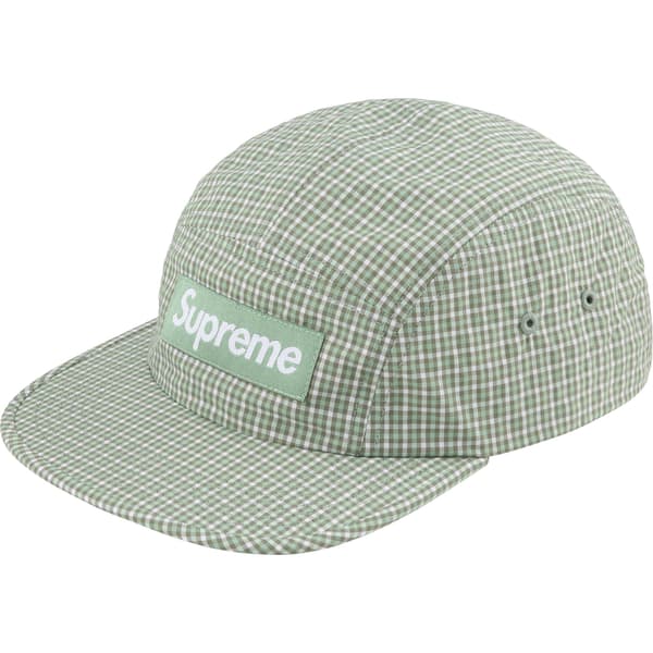 Supreme Cordura Plaid Camp Cap - Olive (front)