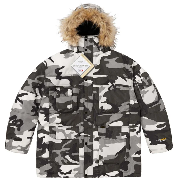 Supreme Cordura Snorkel Coat - Snow Camo (front)