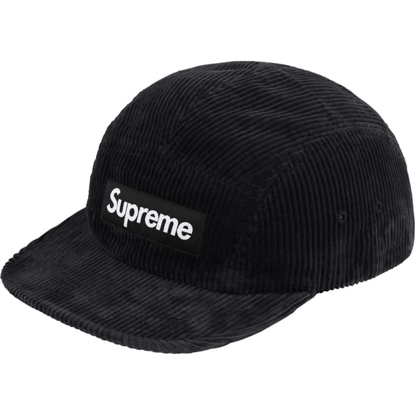 Supreme Corduroy Camp Cap - Black (front)