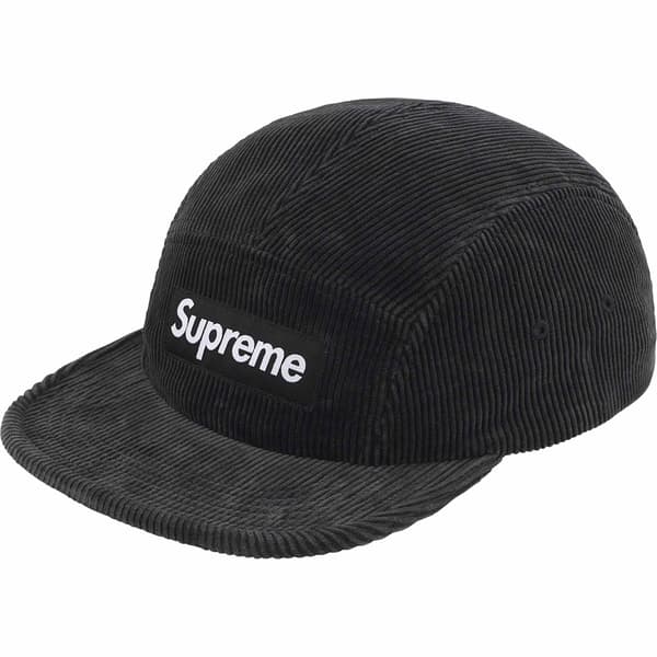 Supreme Corduroy Camp Cap - Black (front)