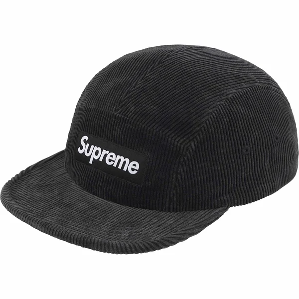Supreme Corduroy Camp Cap - Black (front)