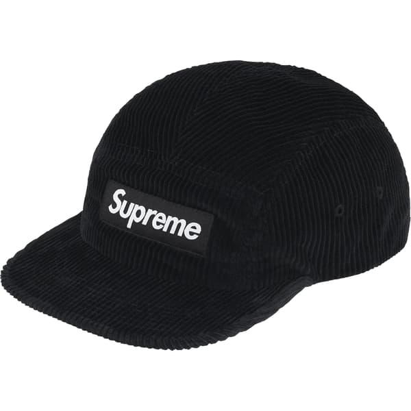 Supreme Corduroy Camp Cap - Black (front)