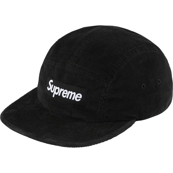 Supreme Corduroy Camp Cap - Black (front)