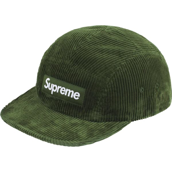 Supreme Corduroy Camp Cap - Green (front)