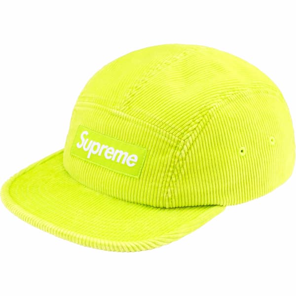 Supreme Corduroy Camp Cap - Neon Yellow (front)
