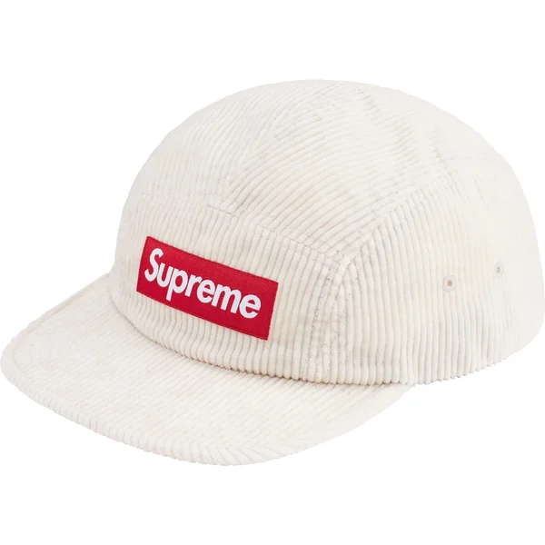 Supreme Corduroy Camp Cap - Stone (front)