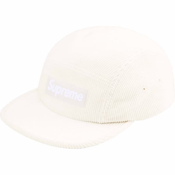 Supreme Corduroy Camp Cap - White (front)