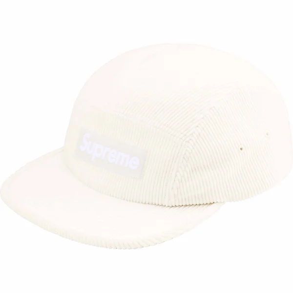 Supreme Corduroy Camp Cap - White (front)
