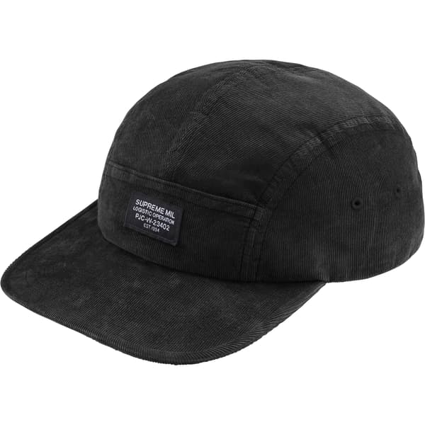 Supreme Corduroy Pocket Camp Cap - Black (front)