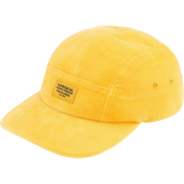 Supreme Corduroy Pocket Camp Cap - Yellow (front)