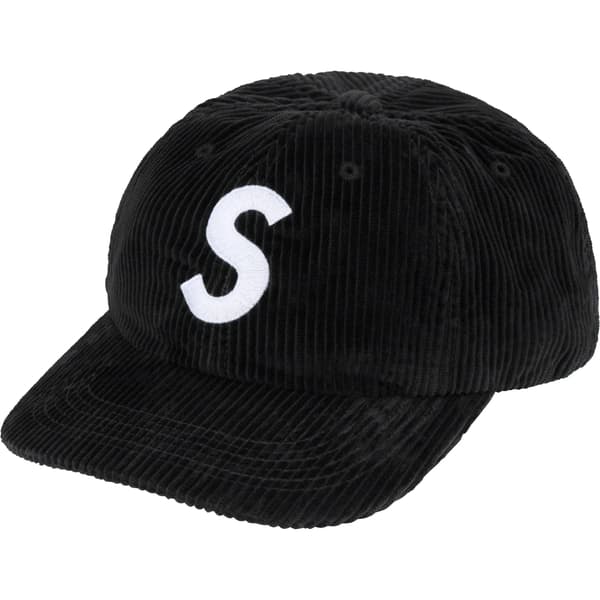 Supreme Corduroy S Logo 6-Panel - Black (front)