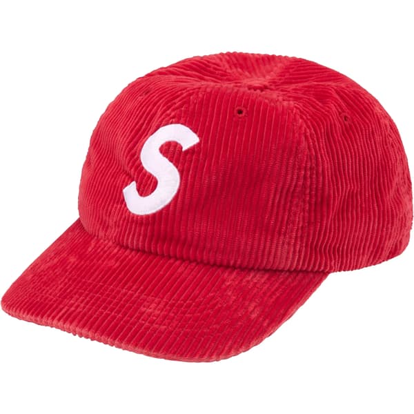 Supreme Corduroy S Logo 6-Panel - Bright Red (front)