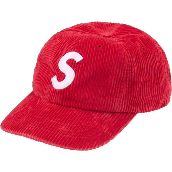 Supreme Corduroy S Logo 6-Panel - Bright Red (front)