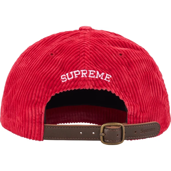Supreme Corduroy S Logo 6-Panel - Bright Red (front)