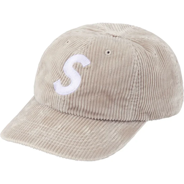 Supreme Corduroy S Logo 6-Panel - Stone (front)