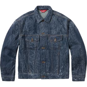 Supreme Crackle Denim Trucker Jacket Blue