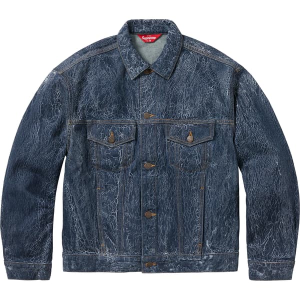 Supreme Crackle Denim Trucker Jacket - Blue (front)
