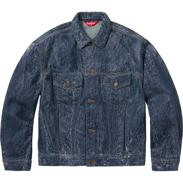 Supreme Crackle Denim Trucker Jacket - Blue (front)