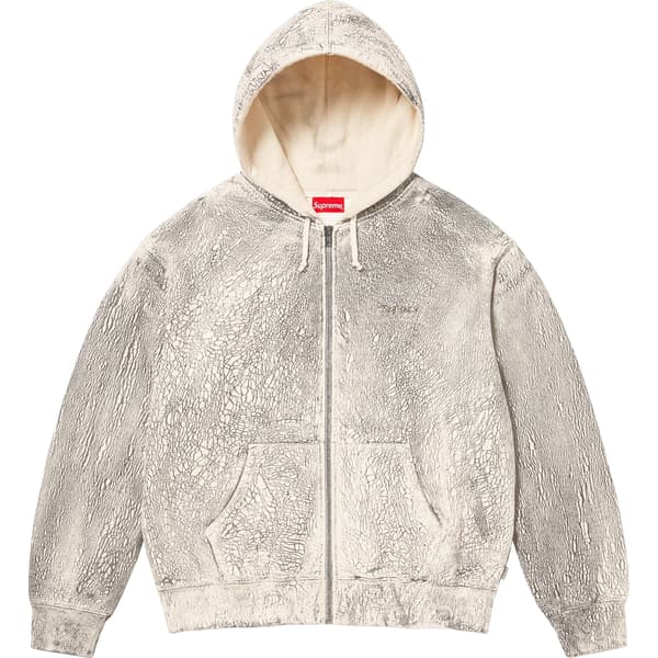 Supreme Crackle Zip Up Hooded Sweatshirt - Natural (front)
