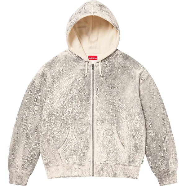 Supreme Crackle Zip Up Hooded Sweatshirt - Natural (front)
