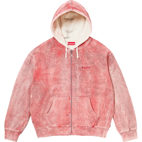 Supreme Crackle Zip Up Hooded Sweatshirt - Red (front)