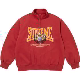 Supreme Crest Appliqué Half Zip Pullover Dark Red
