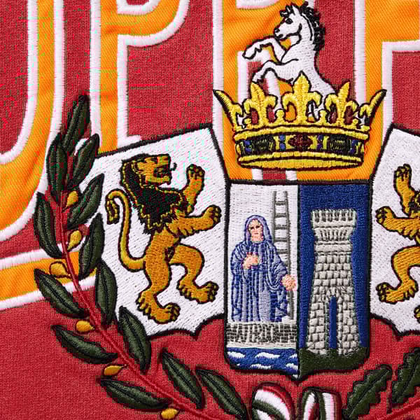 Supreme Crest Appliqué Half Zip Pullover - Dark Red (front)