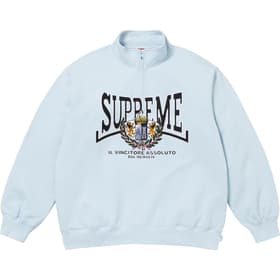 Supreme Crest Appliqué Half Zip Pullover Light Blue