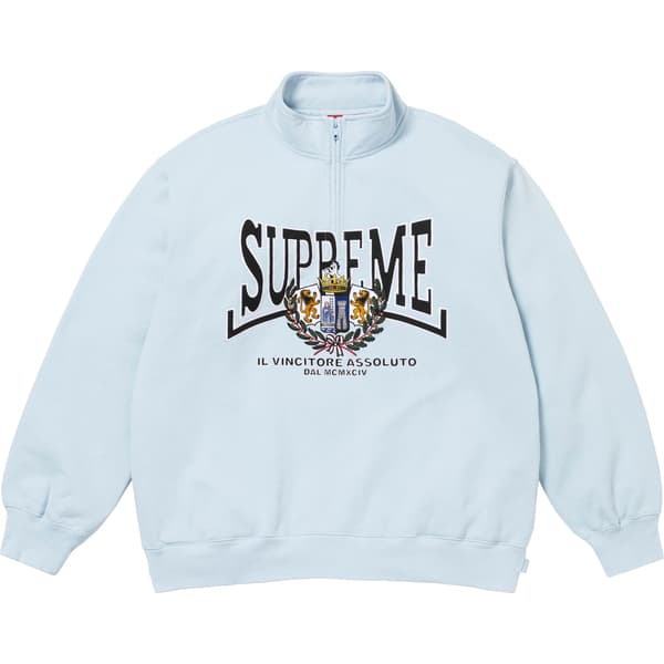 Supreme Crest Appliqué Half Zip Pullover - Light Blue (front)