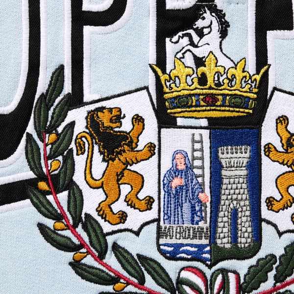 Supreme Crest Appliqué Half Zip Pullover - Light Blue (front)