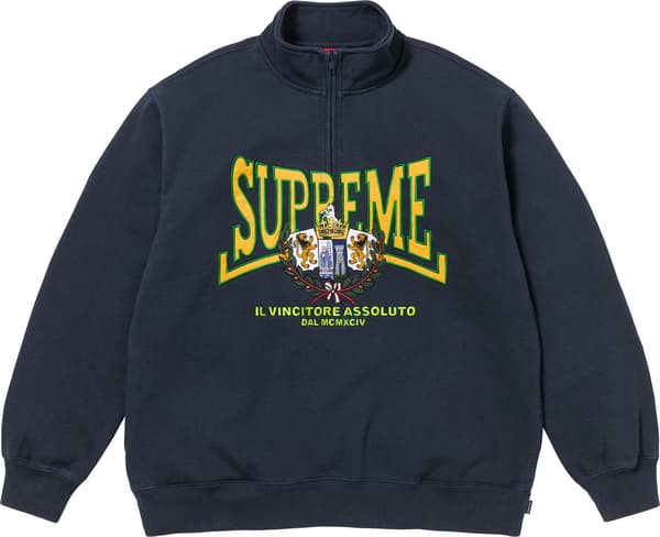Supreme Crest Appliqué Half Zip Pullover - Navy (front)
