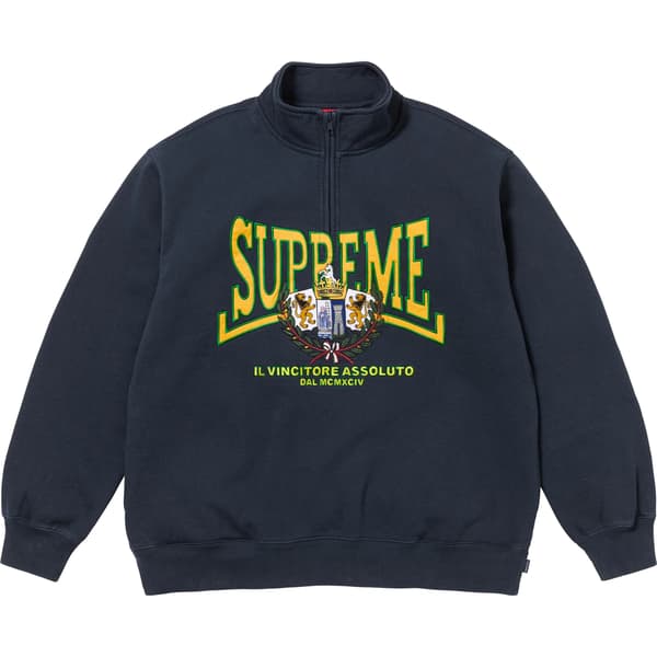 Supreme Crest Appliqué Half Zip Pullover - Navy (front)