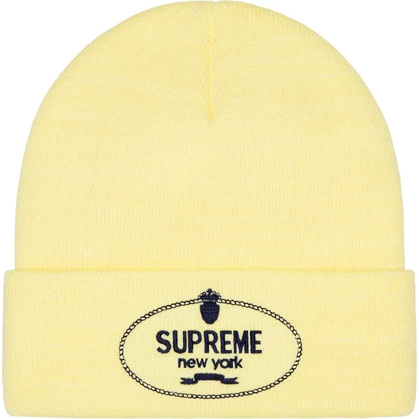 Supreme Crest Beanie - Light Yellow (front)