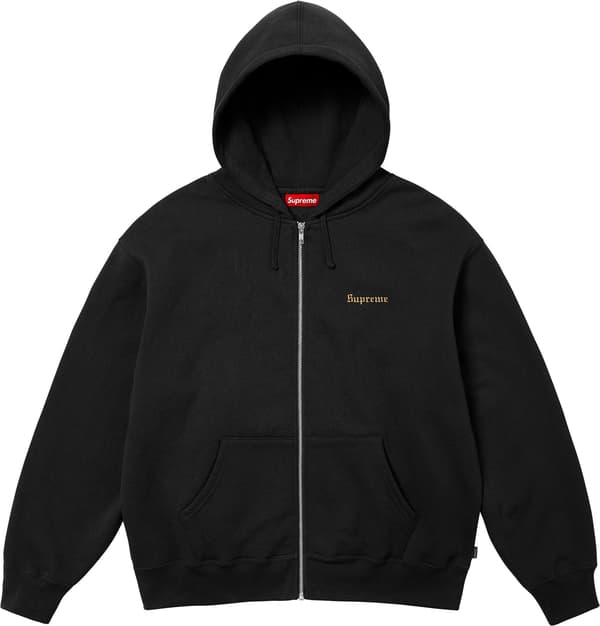 Supreme Crest Zip Up Hooded Sweatshirt - Black (front)