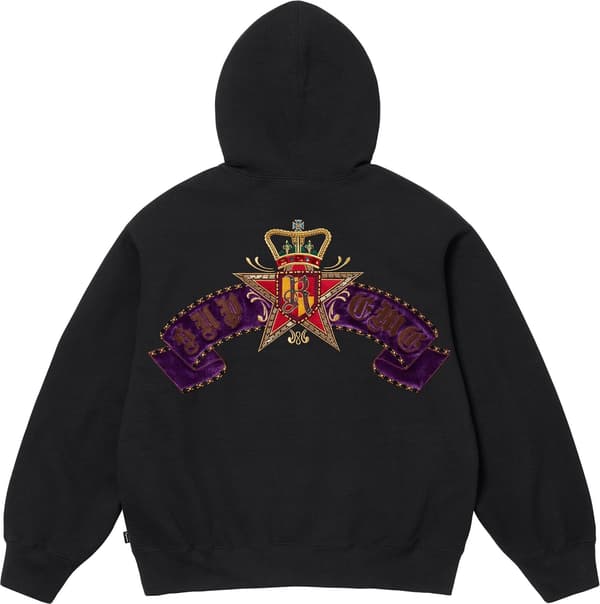 Supreme Crest Zip Up Hooded Sweatshirt - Black (front)