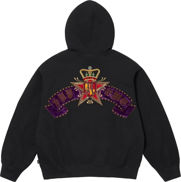 Supreme Crest Zip Up Hooded Sweatshirt - Black (front)