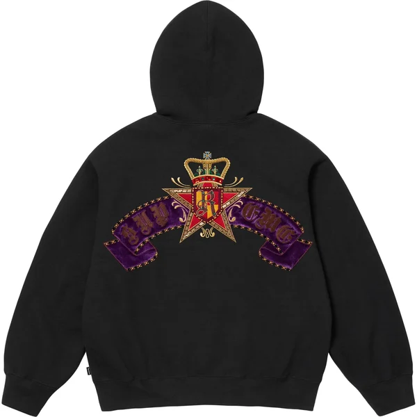 Supreme Crest Zip Up Hooded Sweatshirt - Black (front)