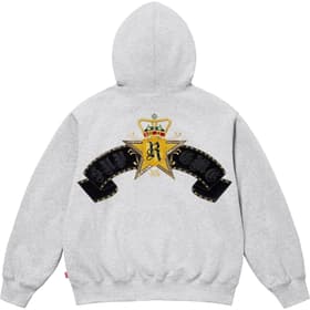 Supreme Crest Zip Up Hooded Sweatshirt Heather Grey