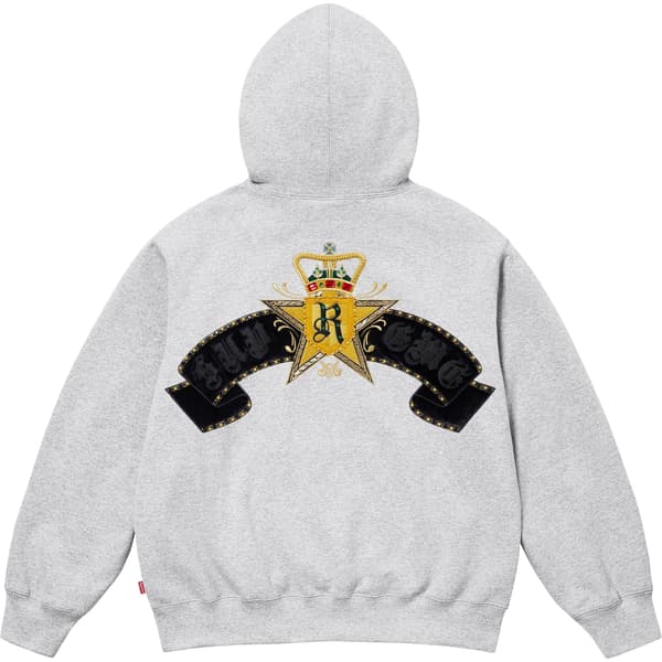Supreme Crest Zip Up Hooded Sweatshirt - Heather Grey (front)