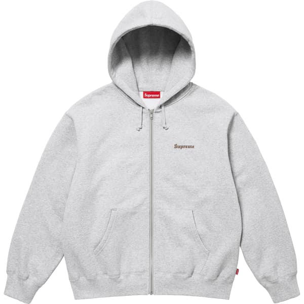 Supreme Crest Zip Up Hooded Sweatshirt - Heather Grey (front)