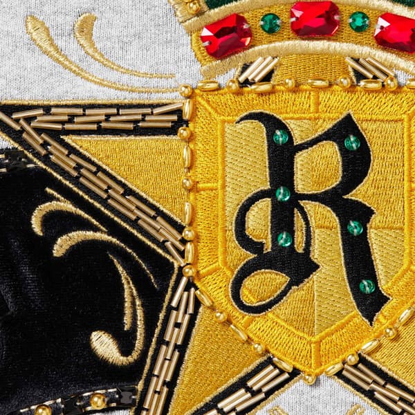 Supreme Crest Zip Up Hooded Sweatshirt - Heather Grey (front)