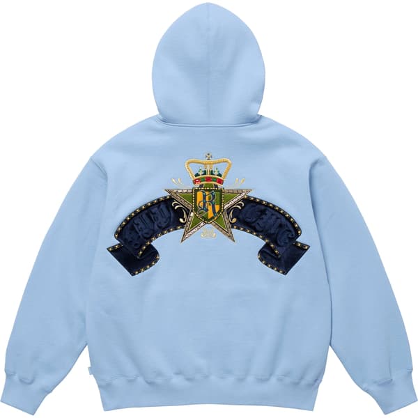 Supreme Crest Zip Up Hooded Sweatshirt - Light Blue (front)