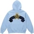 Supreme Crest Zip Up Hooded Sweatshirt - Light Blue (front)